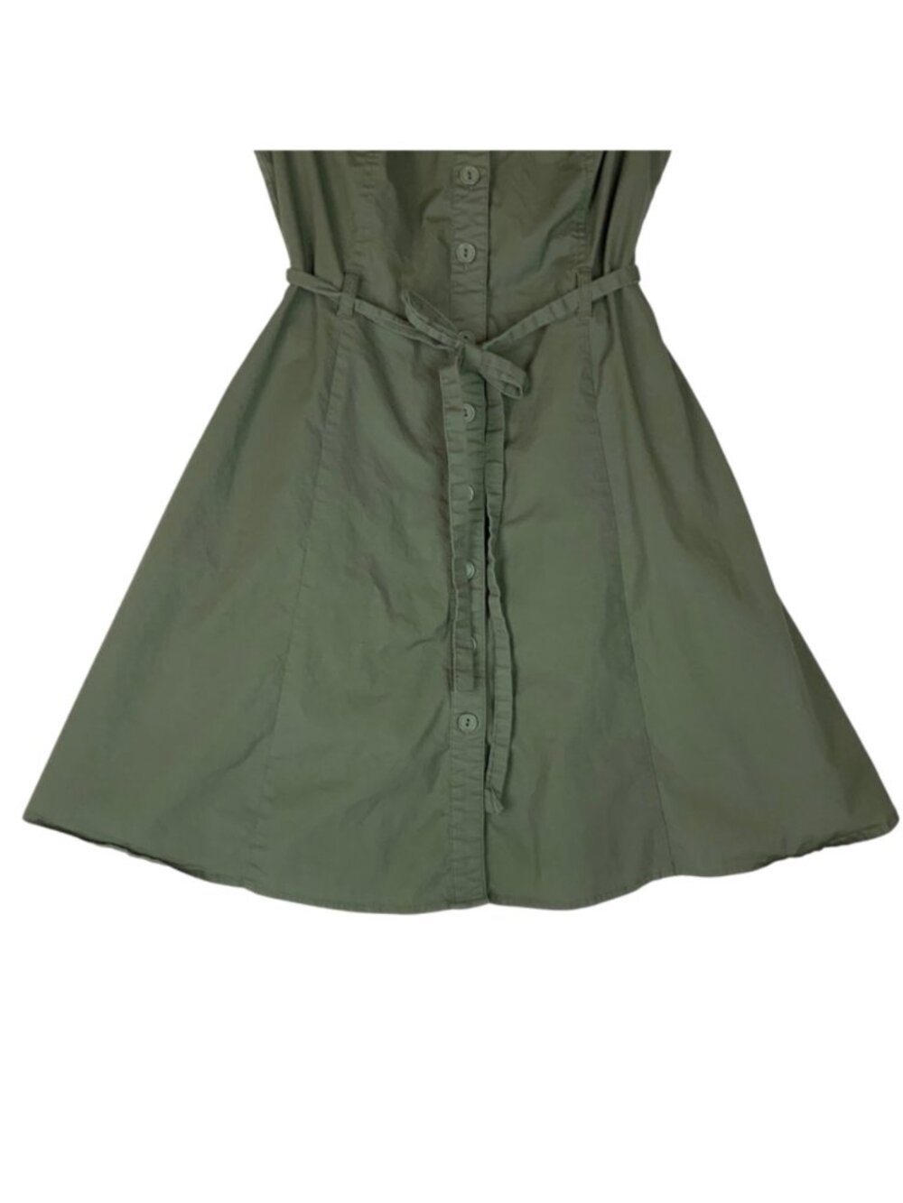 Fervour Womens Olive Green Button-Front A-Line Shirt Dress Sz Small Cap Sleeves - Picture 5 of 8